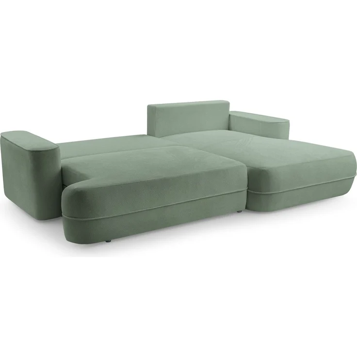 Selsey 'Fuerro' Ecksofa mit Schlaffunktion, Bettkasten, Ottomane rechts, Strukturstoff wasserabweisend, Salbeigrün – Bild 3