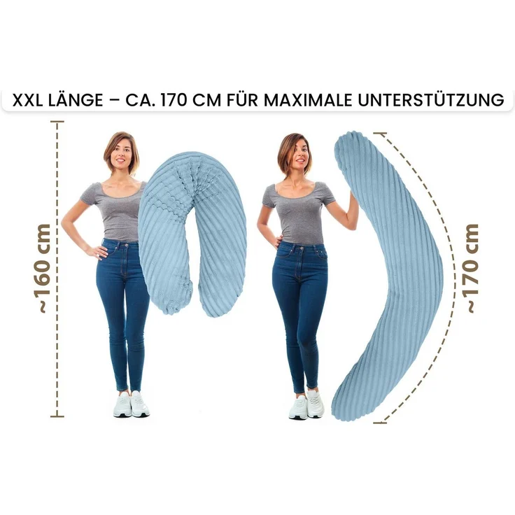 Amilian Stillkissen XXL 170 cm - Seitenschläferkissen - Schwangerschaftskissen, komfortables Pregnancy Pillow mit abnehmbarem Bezug, Schlafkissen für Seitenlage, Lagerungskissen für Schwangere und Stillzeit – Bild 2