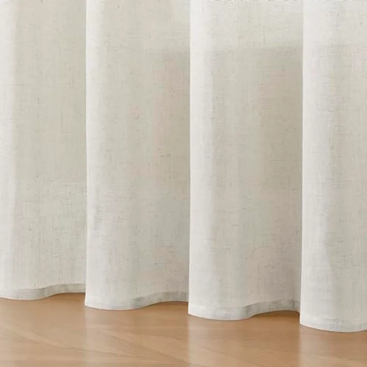 Joydeco Lichtfilternde Vorhänge, 160 cm Länge, für Schlafzimmer, Leinen-Vorhänge, 160 cm Länge, 2 Paneele für Wohnzimmer, weiß, halbtransparente Vorhänge, 160 cm lang, mit Stangentaschen – Bild 7