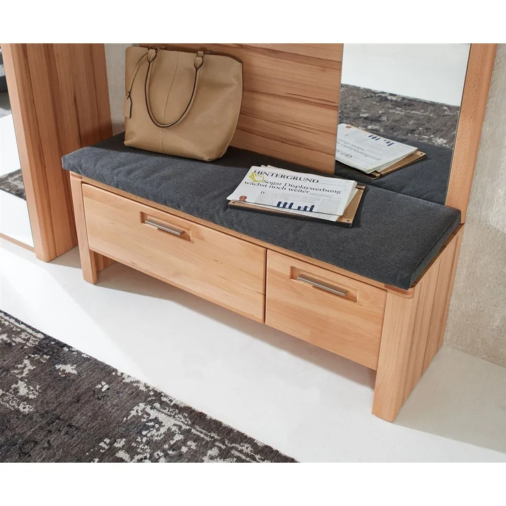 Schuhbank >Nature One< inkl. Kissen, 1 Klappe, FSC Kernbuche teilmassiv - 120x48x40cm (B/H/T) – Bild 4