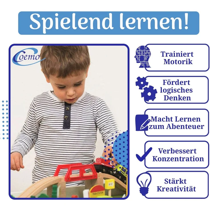 Coemo Spieltisch mit Holzeisenbahn Natur – Bild 7