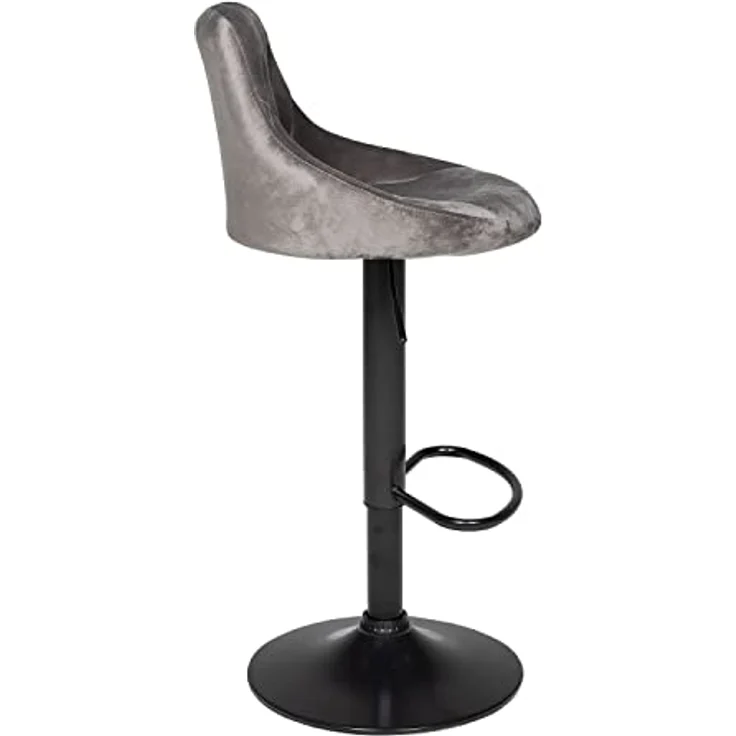 Happy Garden 2er Set Barhockern aus grauem Samt Robin. Küchenstuhl in modernem Design mit Sitzfläche, höhenverstellbar, um 360° drehbar und Fußstütze. Hocker mit Rückenlehne aus Samt – Bild 5