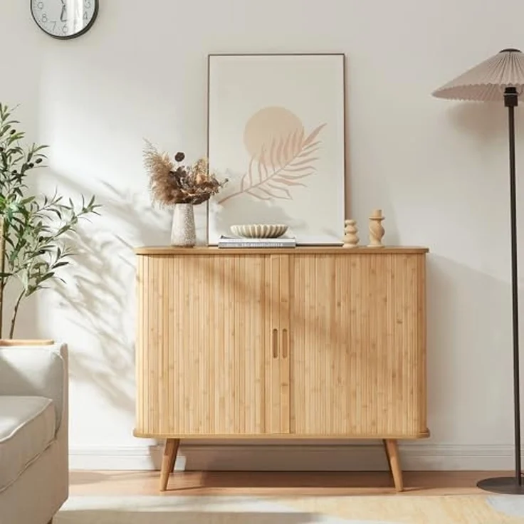 Beistellschrank Nordkapp 100 x 40 x 80 cm Bambus [en. casa] – Bild 3