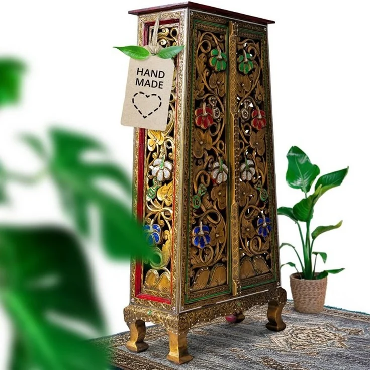 livasia Kommode livasia Glasmosaikschrank mit Blumen, Kommode 65x28x130cm – Bild 4