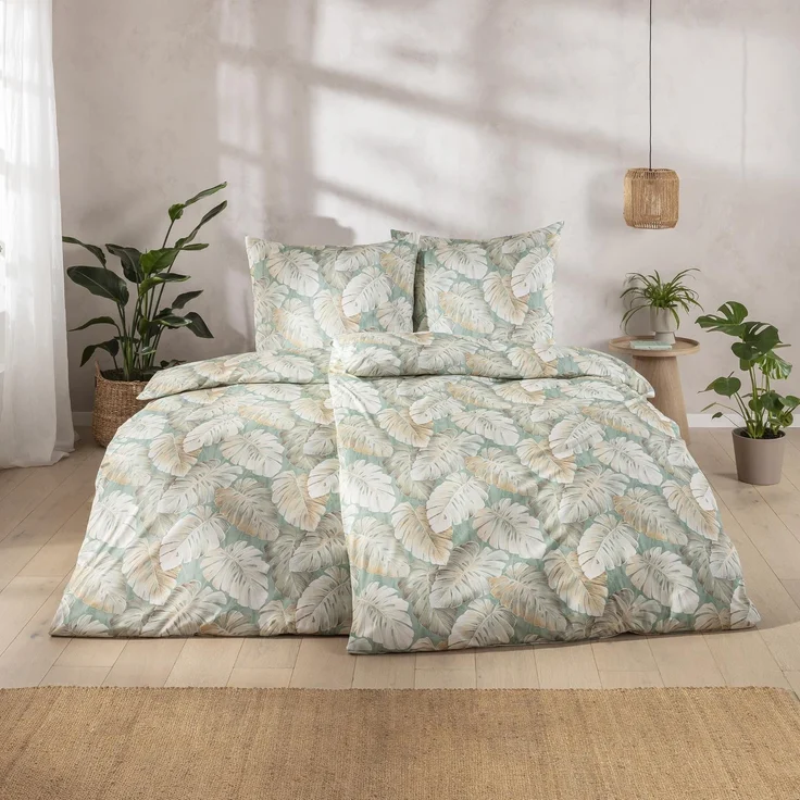 Estella Interlock Jersey Bettwäsche Rabea 6301-550 Tropenblatt 135x200 – Bild 2