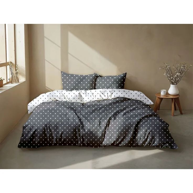 Zo! Home Cotton Bettwäsche 155x220 Punta di Cotone Pewter Grey Punkte anthrazit – Bild 3