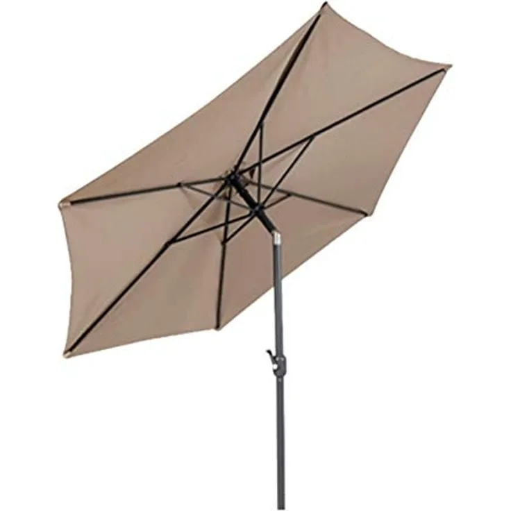 XL Alu Sonnenschirm Ø 2,5 m Kurbelschirm Garten Balkon Terrasse knickbar taupe