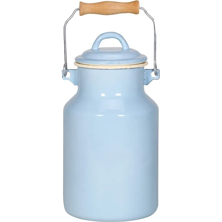 Milchkanne SYLT 2 Liter mit Deckel und Tragegriff, Emaille pastellblau
