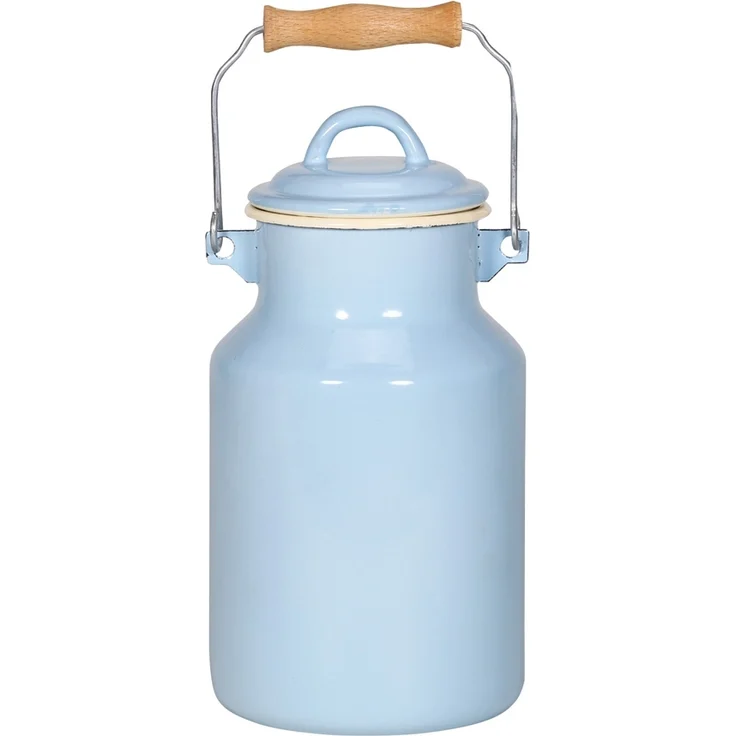 Milchkanne SYLT 2 Liter mit Deckel und Tragegriff, Emaille pastellblau – Bild 1