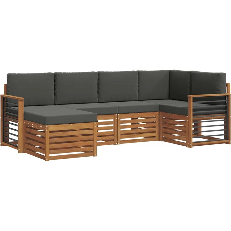 vidaXL Outdoor-Sofagarnitur 6 stk. 5-Sitzer Natur und Anthrazit 3375102 – Bild 2