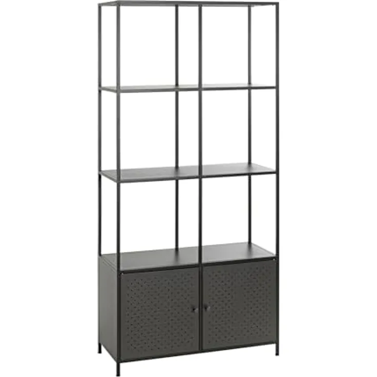 XXXL Xxxl Regal, Schwarz, Metall, 2 Fächer, 80x175x35 cm, für Wohnzimmer und Bücherregale