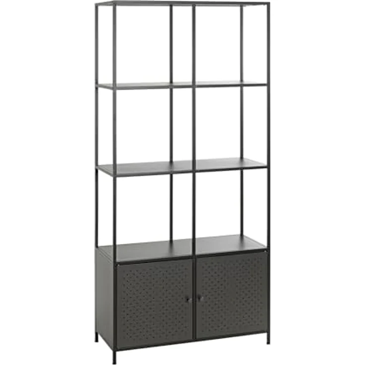 XXXL Xxxl Regal, Schwarz, Metall, 2 Fächer, 80x175x35 cm, für Wohnzimmer und Bücherregale – Bild 1