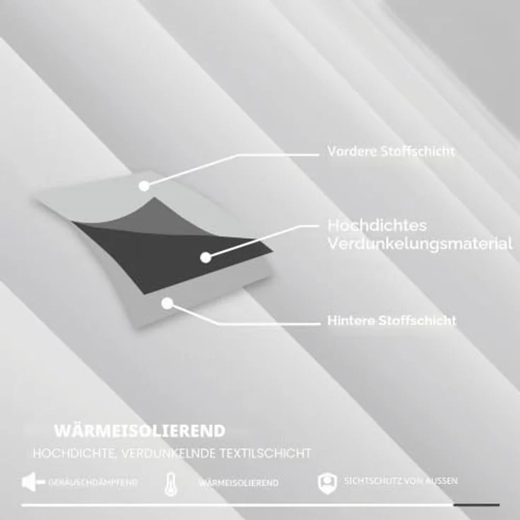Deconovo Gardinen Wohnzimmer Blickdicht mit Kräuselband Vorhang Silber Grau | 2er Set, H 229 x B 229 cm, Thermogardine Wärmeisolierend, Schlafzimmer Gardinen, Blackout Curtains, UV-schutz, Übergardinen – Bild 5