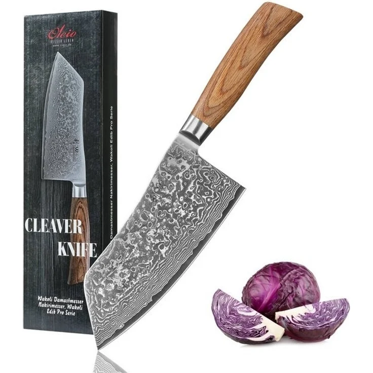 Wakoli Asiamesser EDIB Pro Damast Chai Dao I Küchenmesser Kochmesser I 17cm Klinge, 67 Lagen Damaststahl, VG-10 Stahlkern – Bild 4