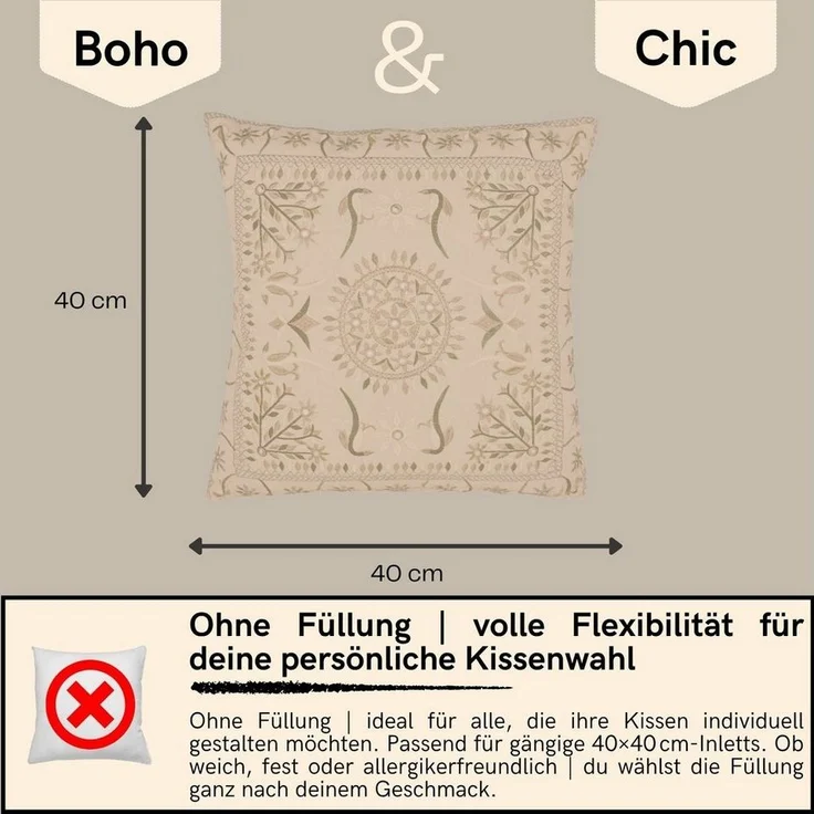 Marrakesch Orient & Mediterran Interior Zierkissen 2er Set Kissenbezug Handgefertigt Kayon Gold 40x40 cm, Boho Deko, (2 St) – Bild 2