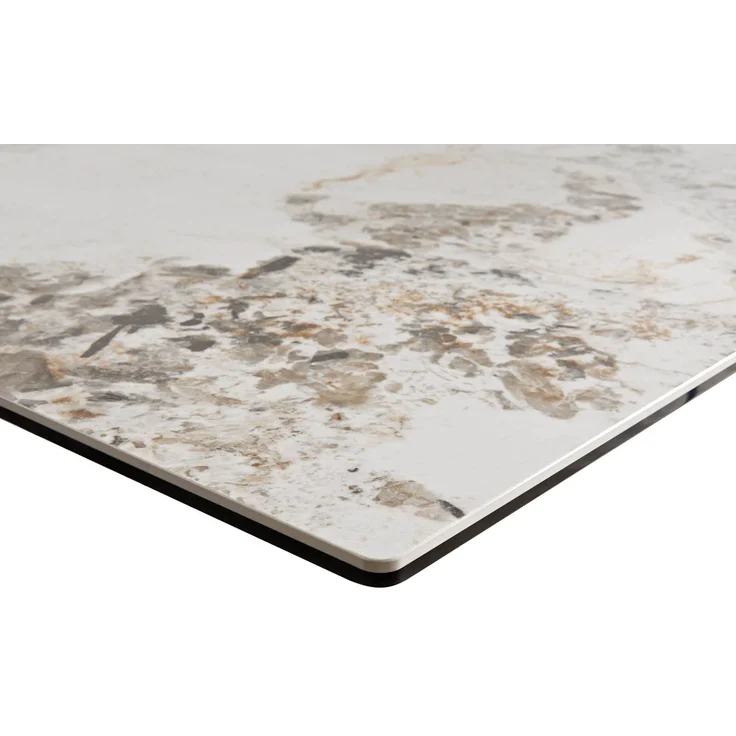Esstisch Edge 200-300x100 Keramik Minas Melange Weiß-Beige Wave Edelstahl ausziehbar – Bild 5