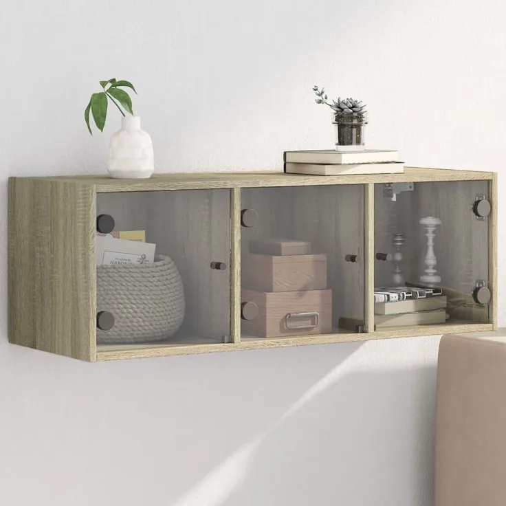 vidaXL Wandschrank mit Glastüren Sonoma-Eiche 102x37x35 cm 836513