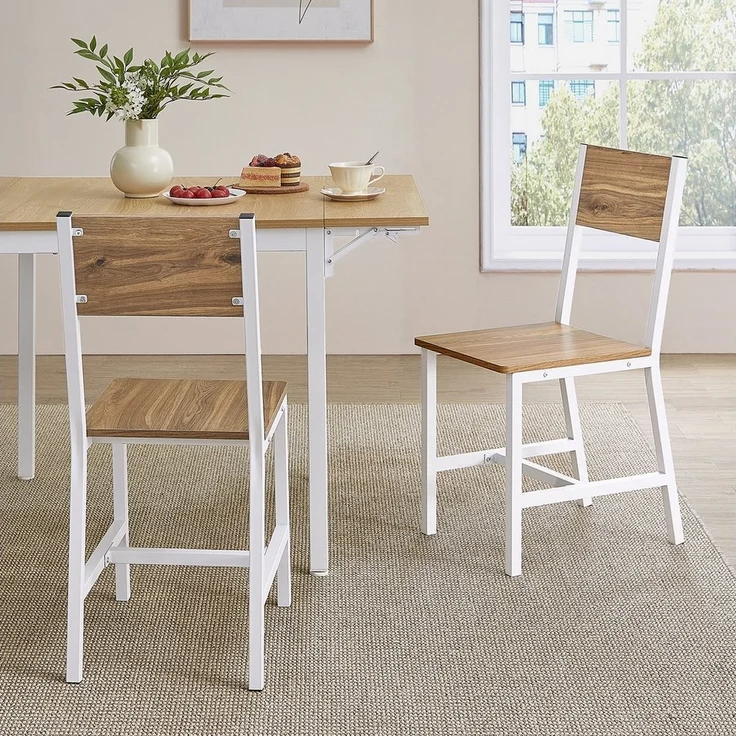 Vasagle Esszimmerstühle, Küchenstühle, 2er Set, Metallrahmen, für Esszimmer, Wohnzimmer, Küche, weizenbraun-wolkenweiß – Bild 2
