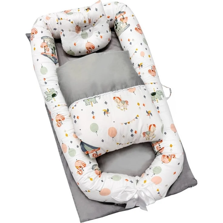 SEHAUSEU Kuschelnest Bettnestchen Babylounge Babykokon mit Decke und Kissen Wickelauflage – Bild 5