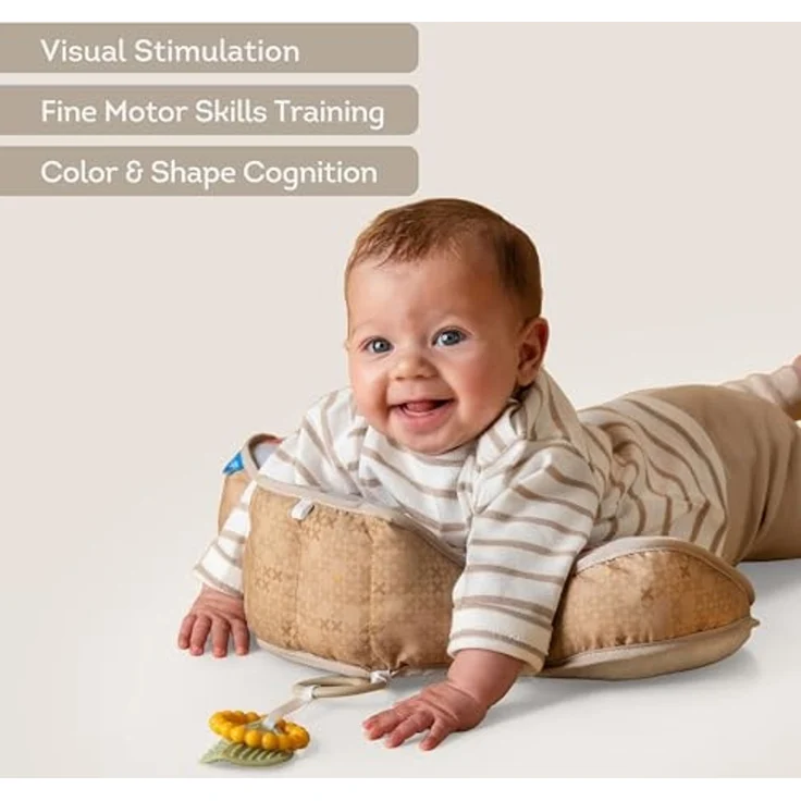 Tummy Time Babykissen Bär – Bauchmuskelkissen mit 2 abnehmbaren Spielzeugen – Entwicklung der motorischen Fähigkeiten und Nackenmuskeln – ab der Geburt – 40 x 27 x 11 cm – 13715 – Bild 5