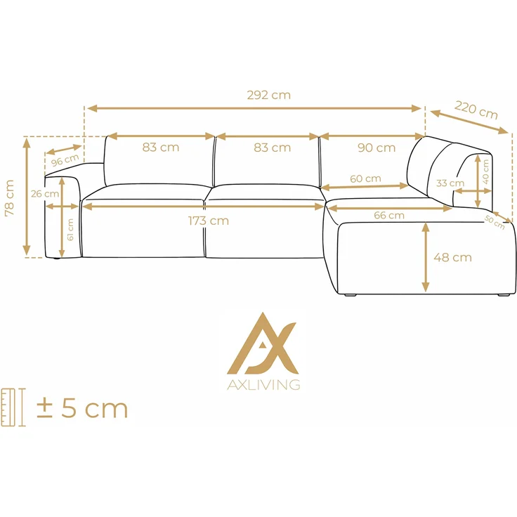 AX LIVING Couch Sofa L Form Didim L Perlweiß 292 stilvoll & bequem R – Bild 4