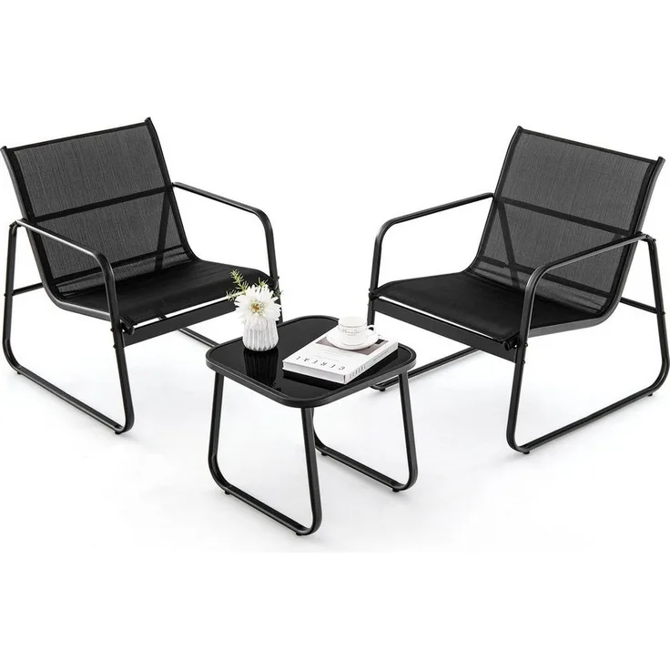 KOMFOTTEU Balkonset, (3-tlg), Gartenmöbel Bistroset mit 2 Gartenstühlen & Beistelltisch