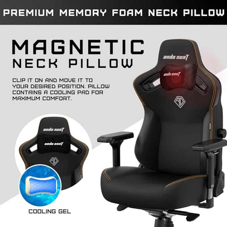 Anda Seat Kaiser 3 XL Gaming-Stühle - Ergonomischer schwarzer PVC-Leder-Gaming-Stuhl für Erwachsene, neigbarer Büro- und Gaming-Sitz, Gamer-Stuhl mit magnetischem Nackenkissen & Lendenwirbelstütze – Bild 3