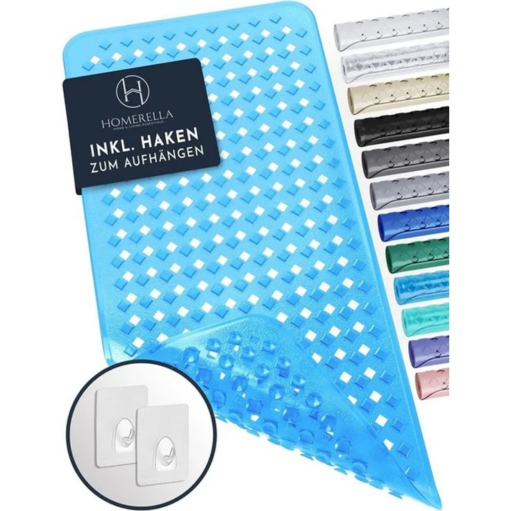 Homerella Badematte rutschfest Hautsensitiv 88x39cm, INKL. AUFHÄNGUNG, Antirutschmatte Badewanne BPA frei, Duschmatte schimmelresistent & maschinenwaschbar – Bild 4