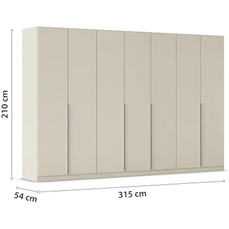 Rauch Möbel Alabama, Kleiderschrank für Schlafzimmer, Kinderzimmer, Wohnzimmer, Garderobe, Flur, 7-türig, mit Zubehör Basic, Farbe Beige, Breite 315 cm – Bild 3