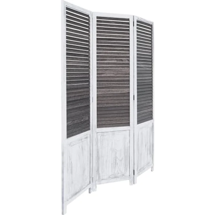 Homestyle4u Paravent, 3-teiliger Raumteiler aus Holz, Weiß, 120x170 cm, Vintage-Look, zusammenklappbar – Bild 7