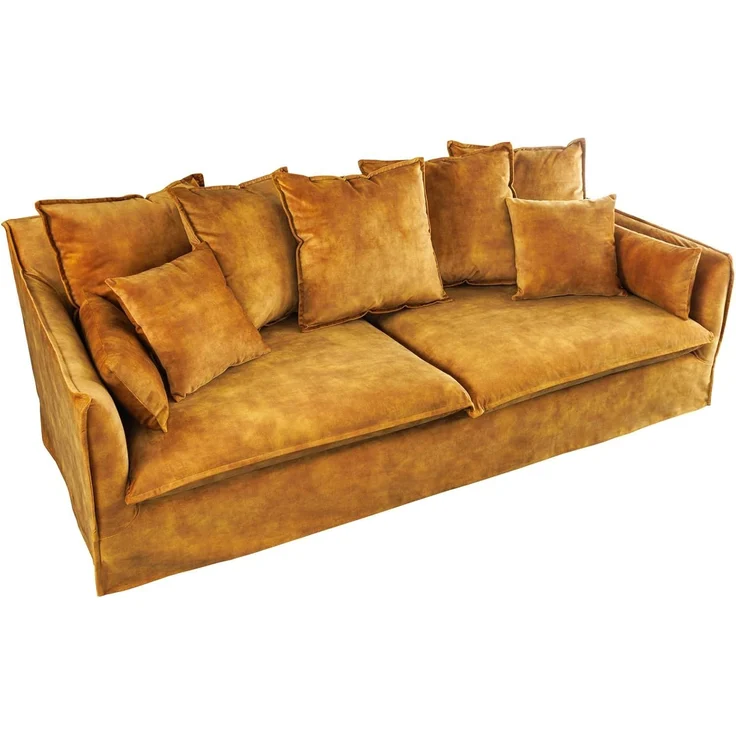 riess-ambiente 3-Sitzer HEAVEN 210cm senfgelb · Hussensofa inkl. Kissen und abnehmbaren Bezug, Einzelartikel 1 Teile, Wohnzimmer-Couch · Samt-Bezug · Federkern-Polsterung · Landhausstil – Bild 1