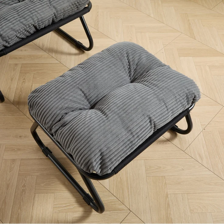 Lounge-Sessel mit Hocker, Stahlgestell, 65x78x86 cm, Grau – Bild 10