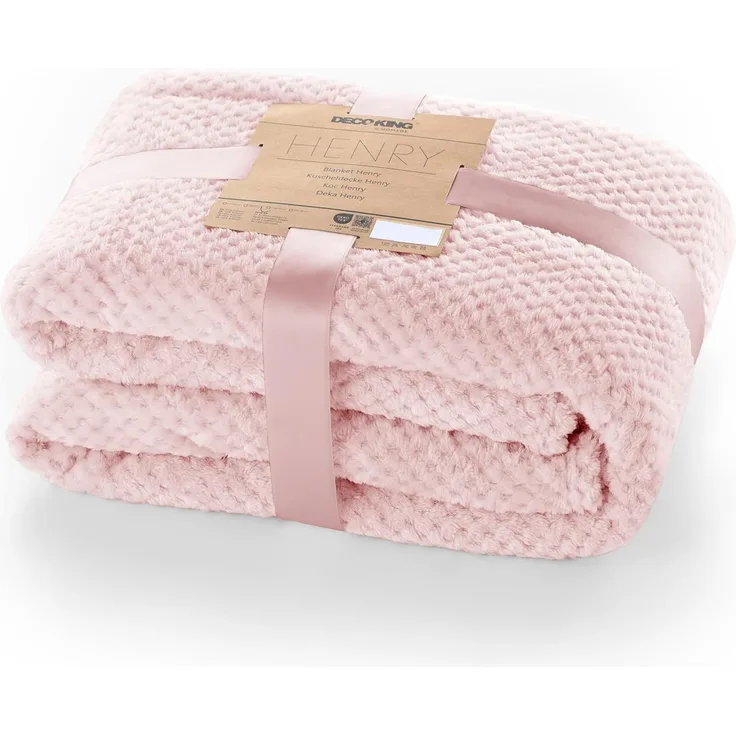 DecoKing Kuscheldecke 220x240 cm rosa Decke Microfaser Wohndecke Tagesdecke Fleece weich sanft kuschelig skandinavischer Stil pink Puder Henry