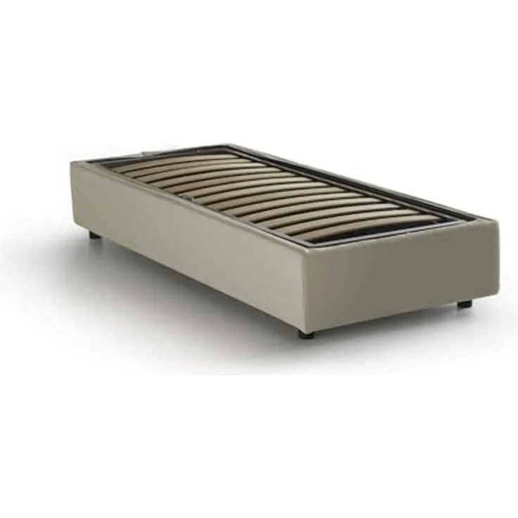 Talamo Italia - Einzelbett Laura, Bettkasten mit Stoffbezug, 100 % Made in Italy, Öffnung vorne, geeignet für Matratzen 90x200 cm, Beige – Bild 3