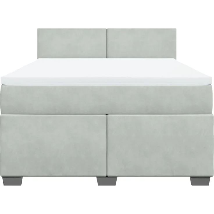 vidaXL Boxspringbett mit Matratze Hellgrau 140x190 cm Samt 3288600 – Bild 6
