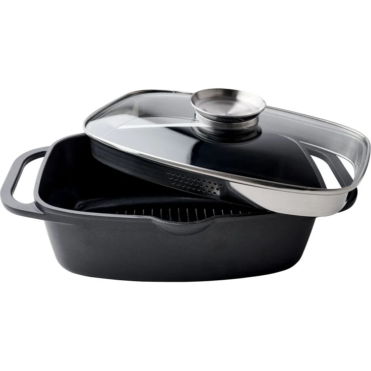 Homeware Alugussbräter quadratisch, Aluminium schwarz, 21.5 x 11 x 33 cm, antihaftbeschichtet – Bild 4