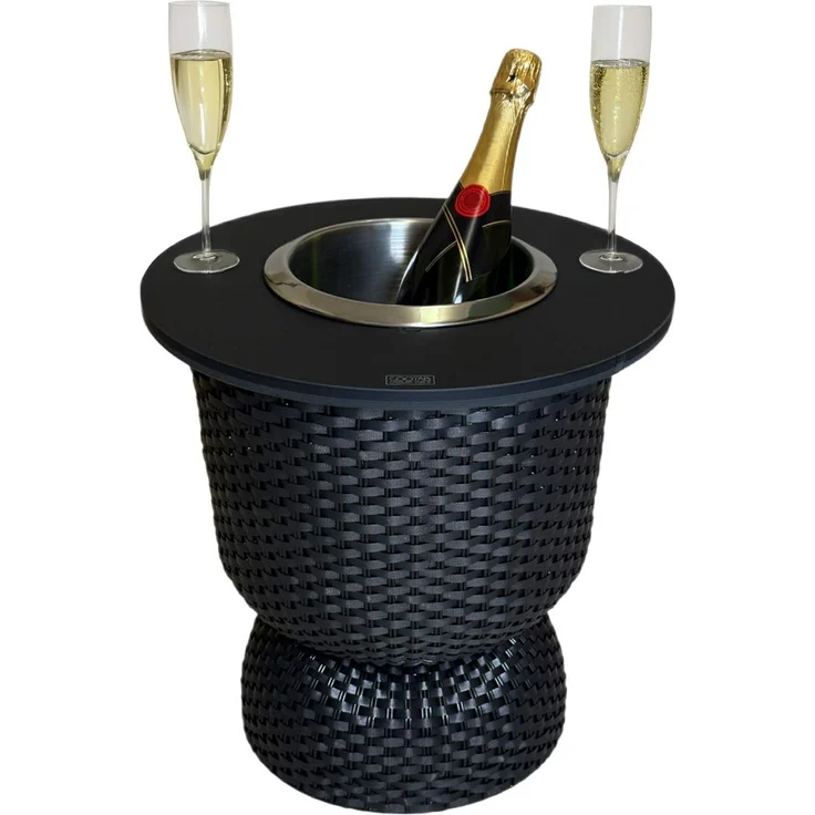COOTAB Cooler Table PARIS 3-in-1 Loungetisch mit Edelstahl-Kühler - Schwarz – Bild 1
