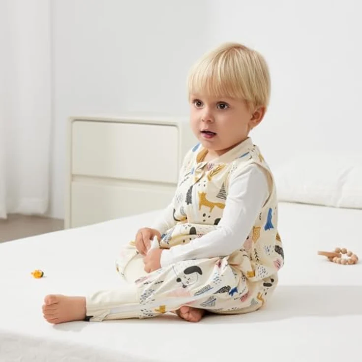 Duomiaomiao 2er Pack Baby Schlafsack mit füßen,0.5 Tog Ganzjahres Cartoon Jungen Schlafsack, leichter hochwertiger Baumwoll-Kinder Schlafsack, geeignet für Kinder im Alter Von 6 Monaten bis 6 Jahren – Bild 3