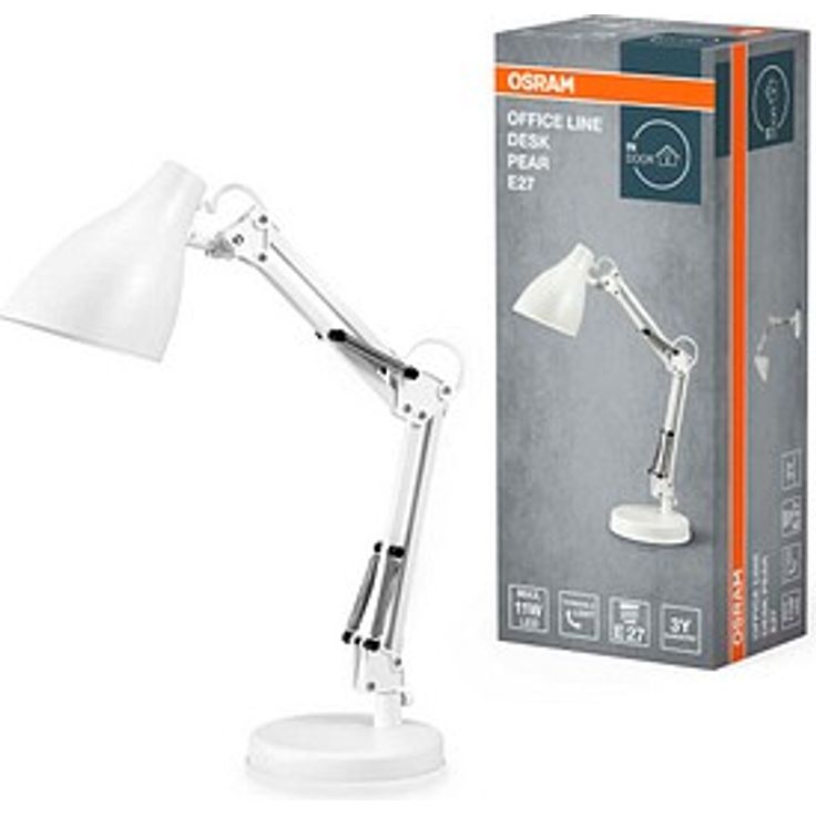 OSRAM Office Line Desk Pear E27 LED Tischlampe, weiß, 11 W, warmweißes Licht, schwenkbar, inklusive Leuchtmittel