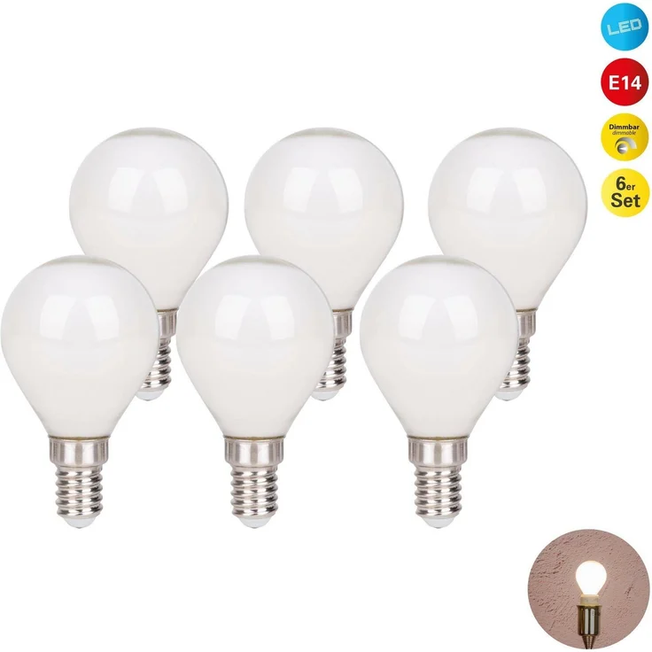 näve LED-Leuchtmittel Daffy, E14, 6 St, Warmweiß, 6er Set – Bild 1