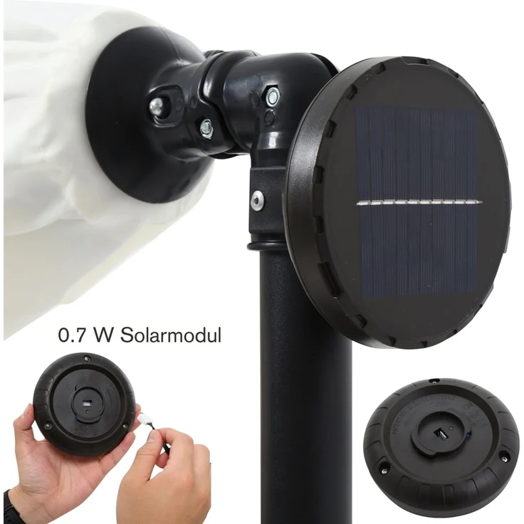 Ampelschirm ⌀3,5M Grau mit LED Sonnenschutz Kurbel Solar Schattenspender Garten – Bild 8