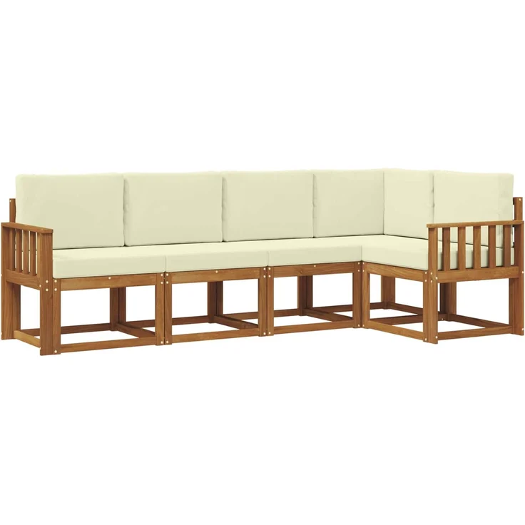 vidaXL Outdoor-Sofagarnitur 5 stk. 5-Sitzer Natur und Creme 3366388 – Bild 2
