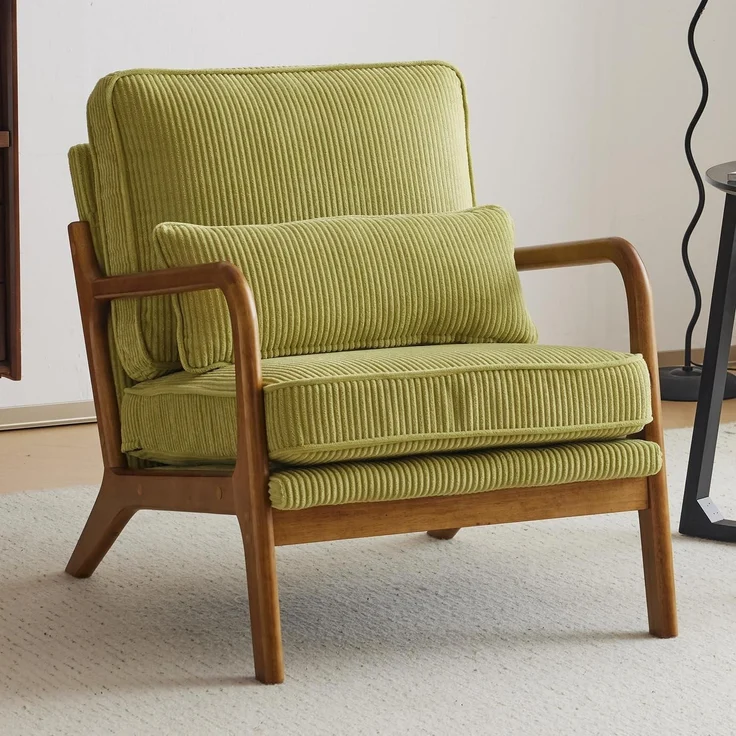 Sessel Cocktailsessel Loungesessel Ohrensessel Massivholz Grün – Bild 1