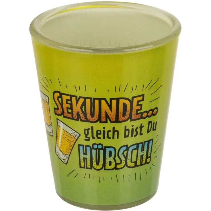 Schnapsglas aus Glas mit Trinkspruch für 60 ml lustiges Shotglas ca. 5 x 6 cm Sekunde