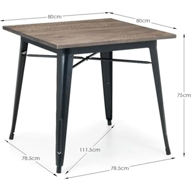Der quadratische Julian Bowen Grafton Esstisch in Mokka-Ulme verfügt über ein industrielles und modernes Design – Bild 3