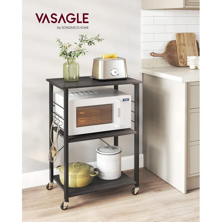 Songmics 'Vasagle' Servierwagen mit 3 Regalböden, Metall, ebenholzfarben-schwarz, 40 x 60 x 89 cm – Bild 2