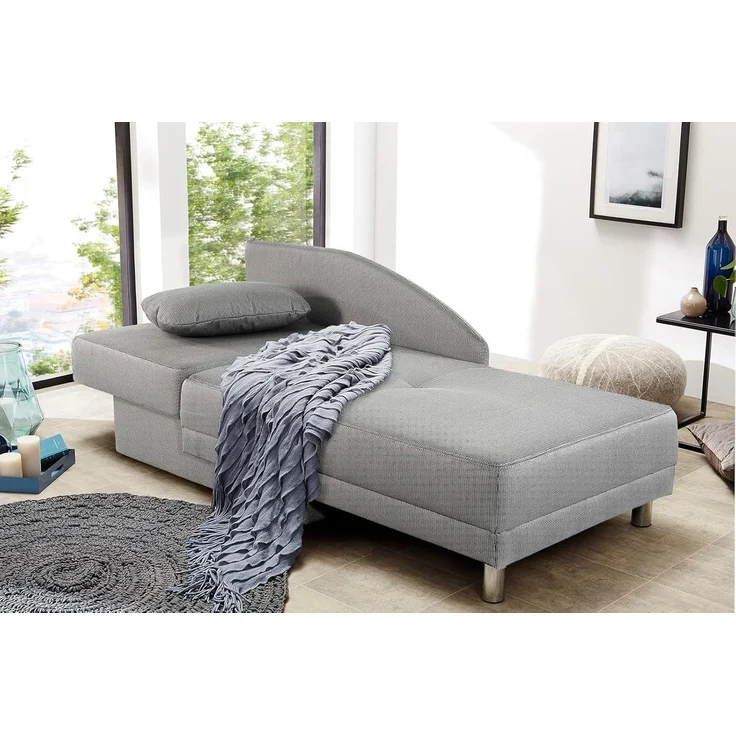 Récamiere-Schlafsofa Federkern Couch Liege Gästebett mit Bettkasten in Hellgrau – Bild 5