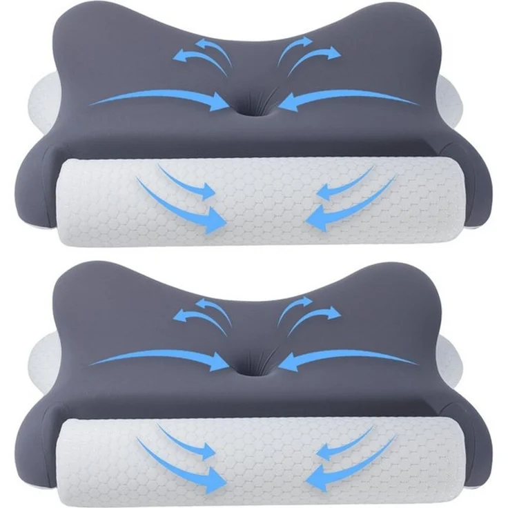 Esun Nackenstützkissen Kopfkissen, 2 in 1 Kissen mit Nackenrolle, Ergonomisches Memory Foam, Füllung: Kissenbezug besteht aus 18% Elasthan und 82% Nylon, Seitenschlafer, Bauchschlafer, Ruckenschlafer, Set, Kissen vom OEKO-TEX® und CertiPUR Getestet, fü... – Bild 4
