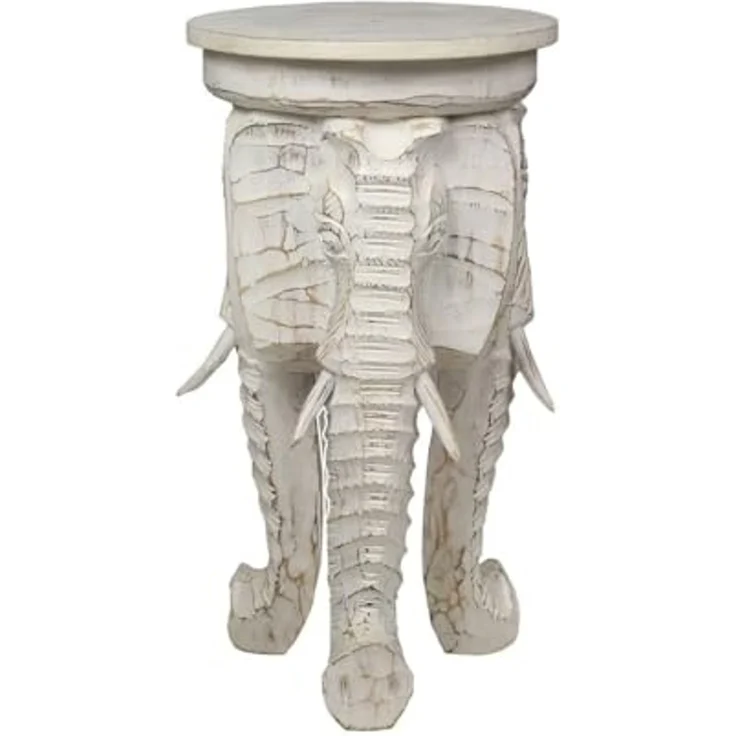 Oriental Galerie Blumenhocker Weißer Rundhocker Elefant 60 cm (1 St) – Bild 1