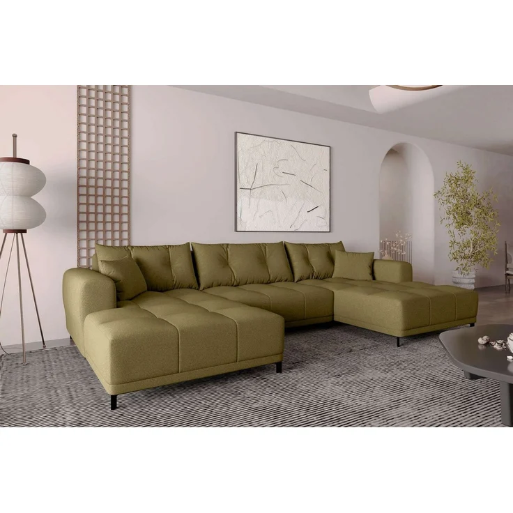 99rooms Massimo Wohnlandschaft Strukturstoff NEVE Khaki mit Schlaffunktion – Bild 2